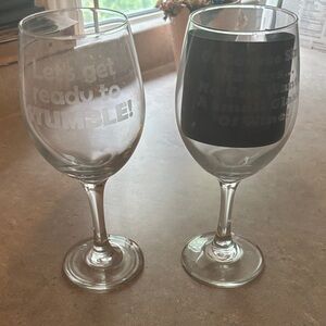 Etched Glass Wine Goblets - Set of 2